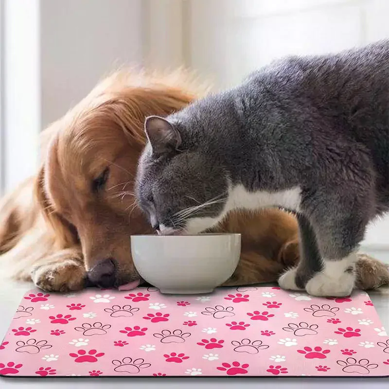 Dog Food Mat Absorbent Water Bowl Mats Cat Pet Feeding Placemats with Waterproof Rubber Backing 1005012114594071
