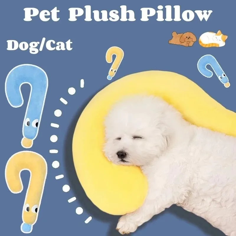 Pet Pillow Cat Dog U-Shaped Plush Sleeping Pillow Question Mark Shaped Rest Calming Pet Neck Pillow 1005012114890879