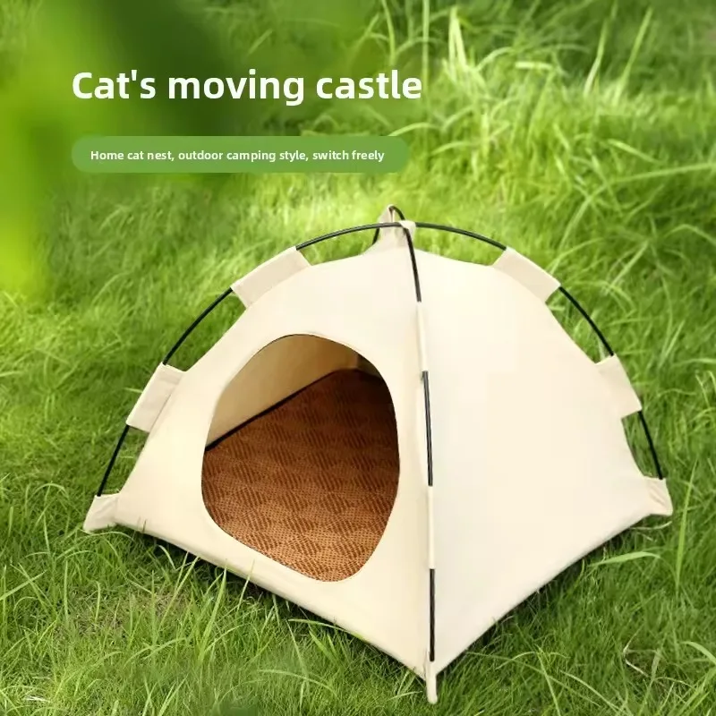 Portable Cat Tent Bed Breathable Oxford Pet House with Double-sided Mat Summer Cooling Cat Cave for 1005012115940833