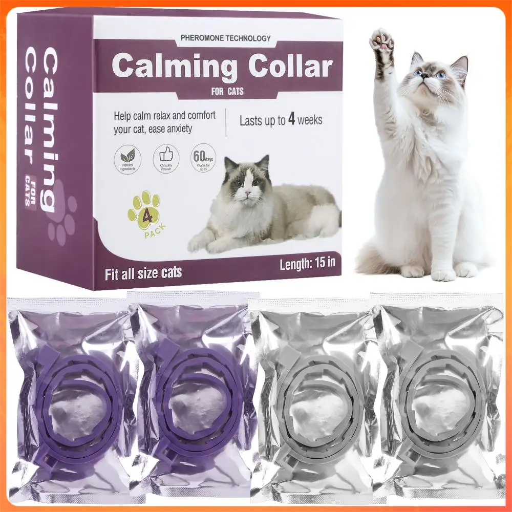4Pcs Cat Calming Collar Cat Pheromone Collar Adjustable Calming Pheromone Collar Anti- Helps with 1005012117254413