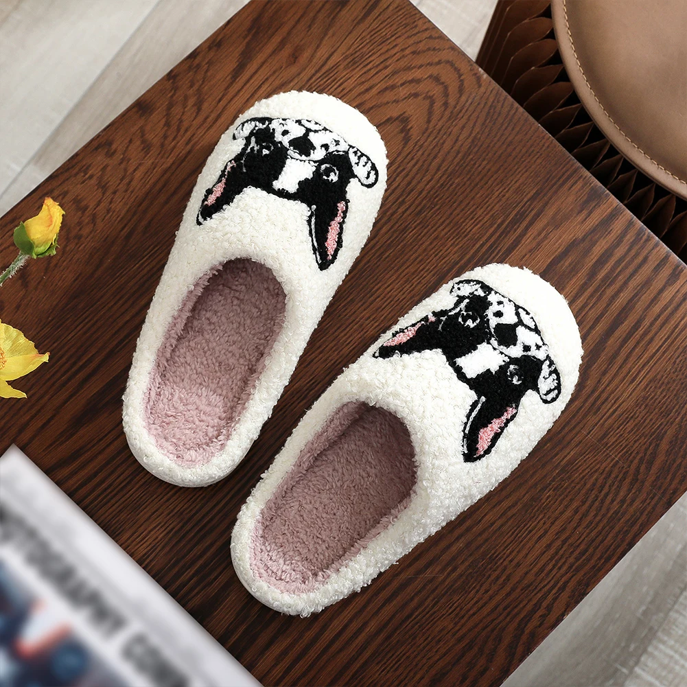 Plush Bulldog Slippers Cute House Slippers Non-Slip Soft Cloud Slippers Comfortable Fluffy Dog 1005012118732486