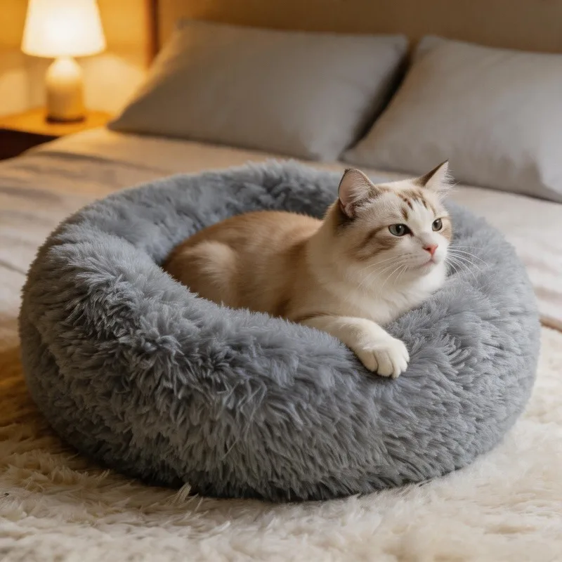 Super Cat Bed Warm Sleeping Cat Nest Soft Long Plush Best Pet Dog Bed for Dogs Basket Cushion Cat 1005012118831262