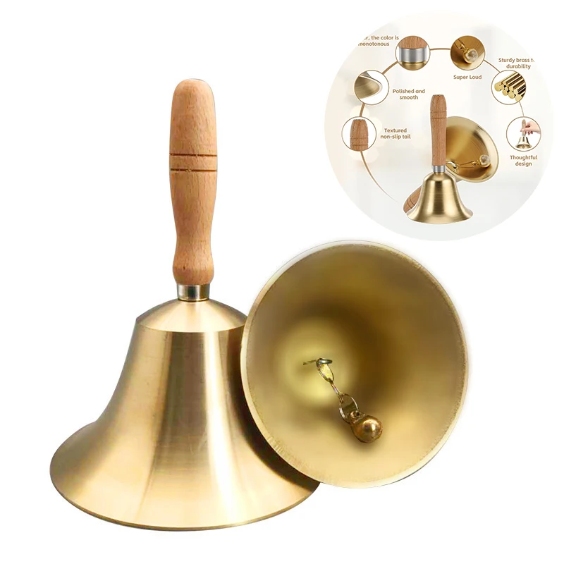 Super Loud Solid Brass Hand Bell, Ideal For Elderly Calling, Pet Training 1005012128401250