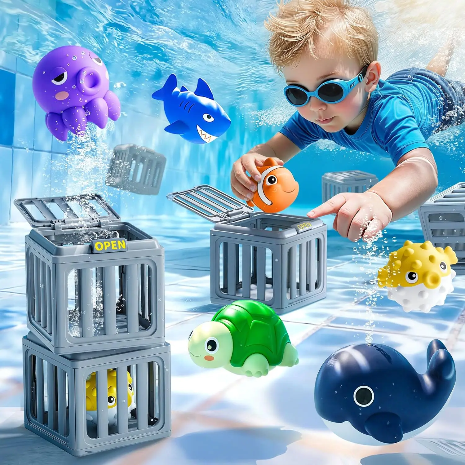Kids Pool Diving Toys Water Swimming Dive Pool Game Fish Box Floating Animals Fun Outdoor Beach 1005012129519566