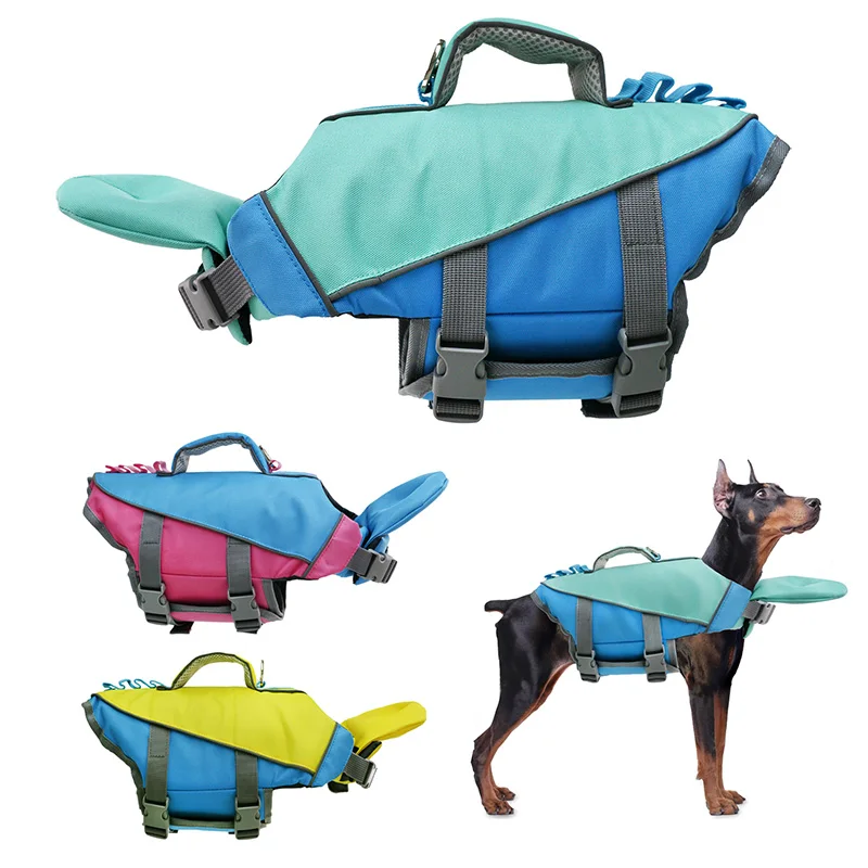 Dog Life Jacket Adjustable Pet Swimming Vest with Head Support and Rescue Handle Reflective Safety 1005012130269596