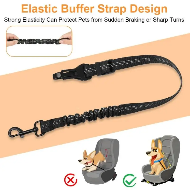 Universal Pet Safety Tether Leash For Car Travel Reflective Elastic 2-in-1 Adjustable Dog Car Seat 1005012132014212