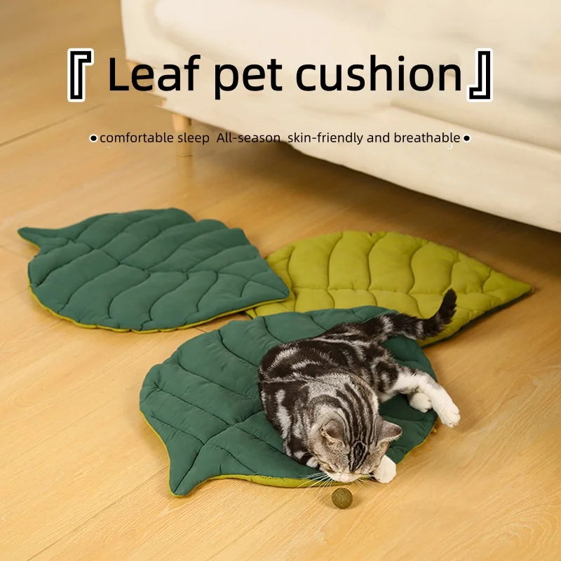 Soft Cotton Leaf Shaped Cat Bed Mat Double Sided Washable Pet Sleeping Blanket Non-Slip Floor Rug 1005012133504772