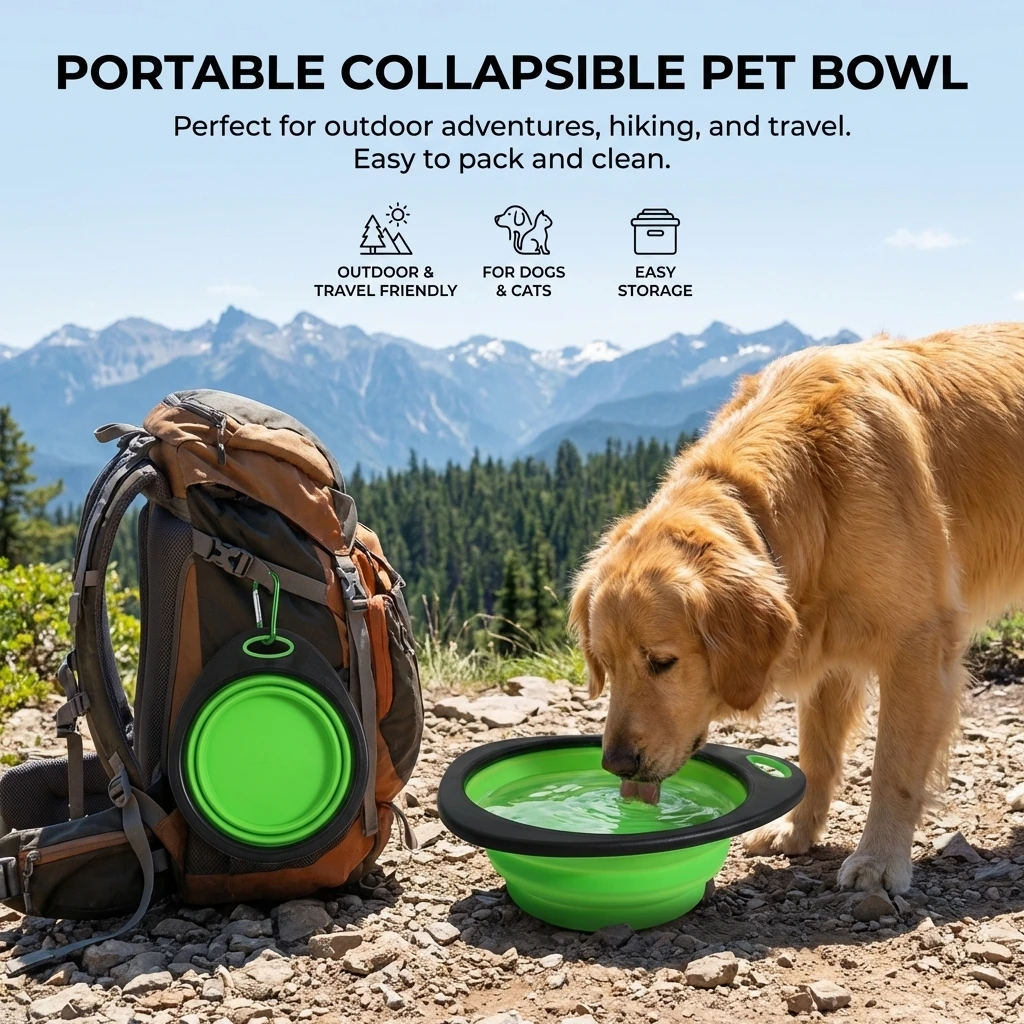 Pet Folding Bowl Portable Dog Cat Feeding Water Drinking with Anti-Slip Base Foldable Silicone 1005012133841759