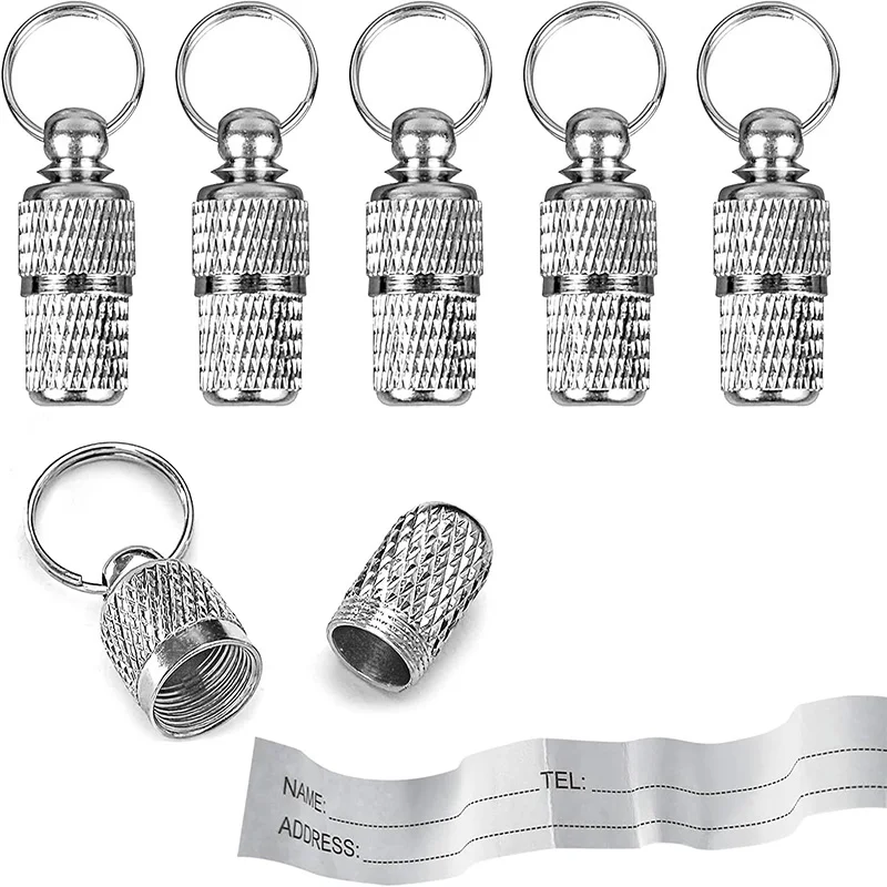 2/4/6Pcs Pet ID Tags Anti Lost Tube for Collar of Dogs and Cats Brass Tag with Address Name Label 1005012135043836