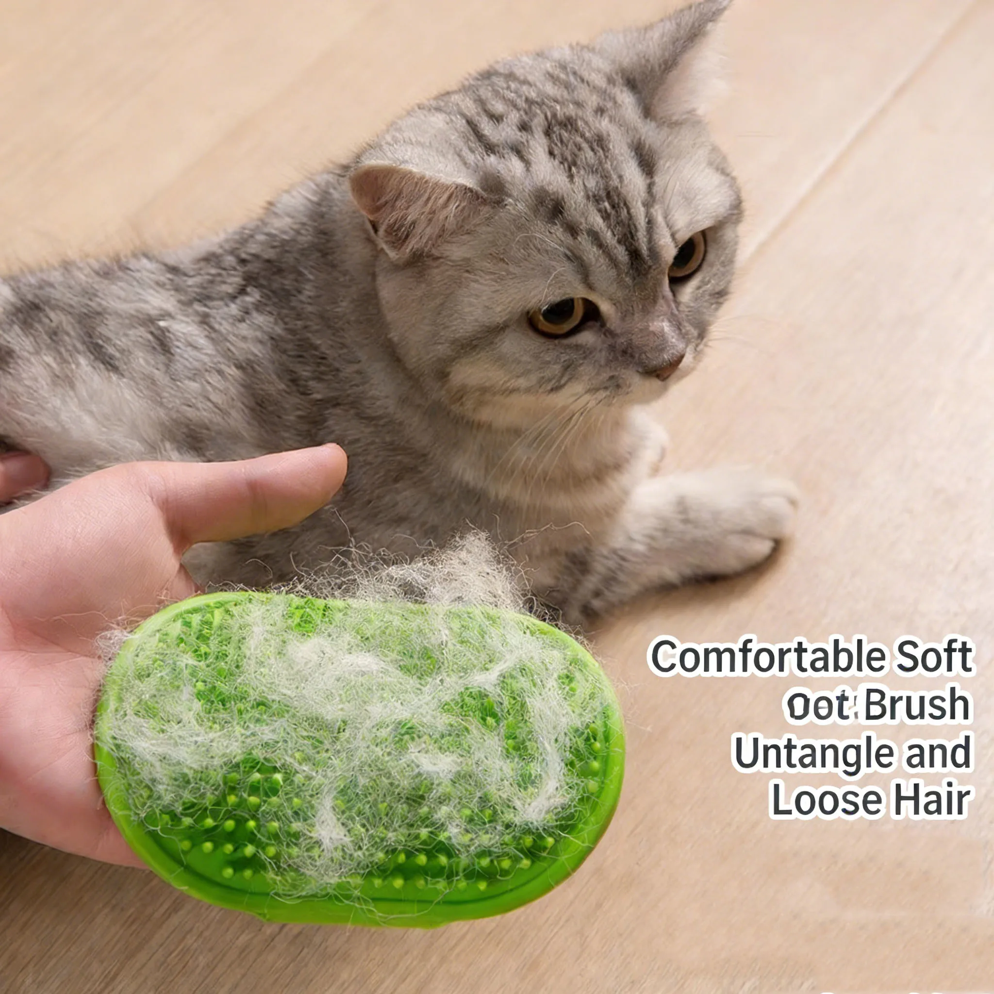 Cat Self Groomer Massage Brush, Wall Mounted Scratcher Comb with Adjustable Strap 1005012135220080