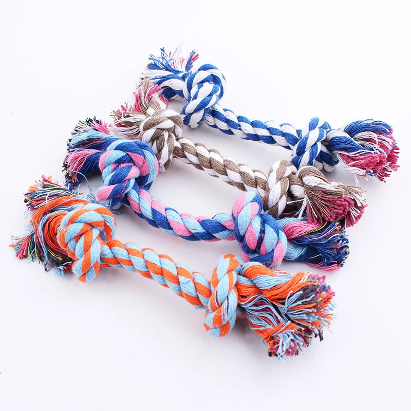 Random Color Pet Dog Toy Bite Rope Double Knot Cotton Rope Funny Cat Resistant and Sharp 1005012135848626