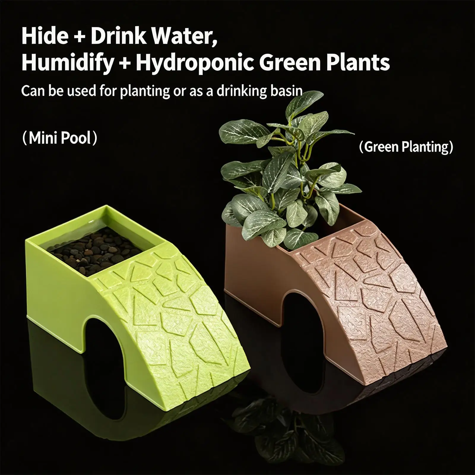Reptile Food Dish 2 in 1 Decorative Shelter Water Bowl Ornament for Bearded Dragon Gecko Frog Snake 1005012137563853