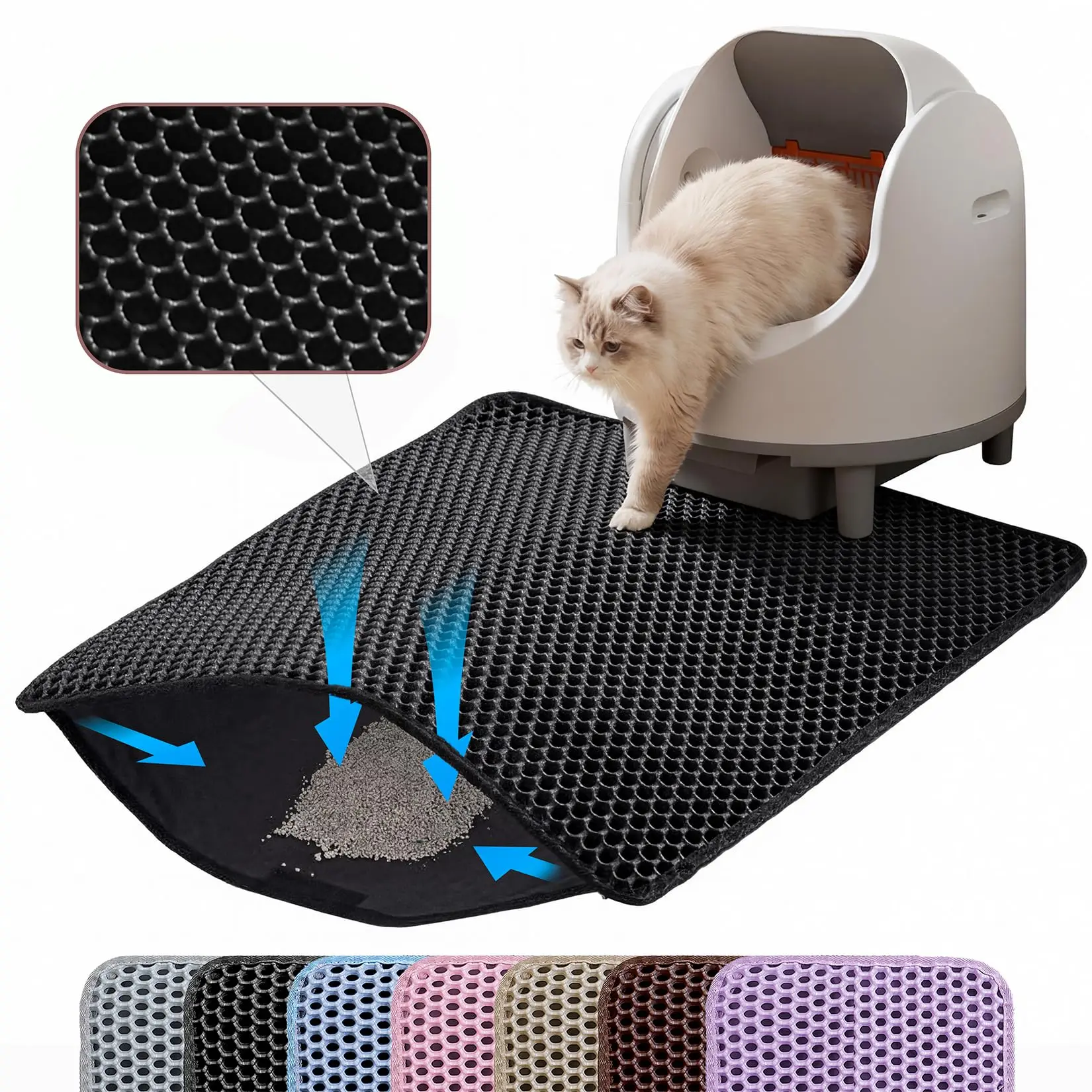 Cat Litter Mat 2-Layer Design Premium Sand Trapping Technology Waterproof Base Non-Slip Pet Floor 1005012137783265