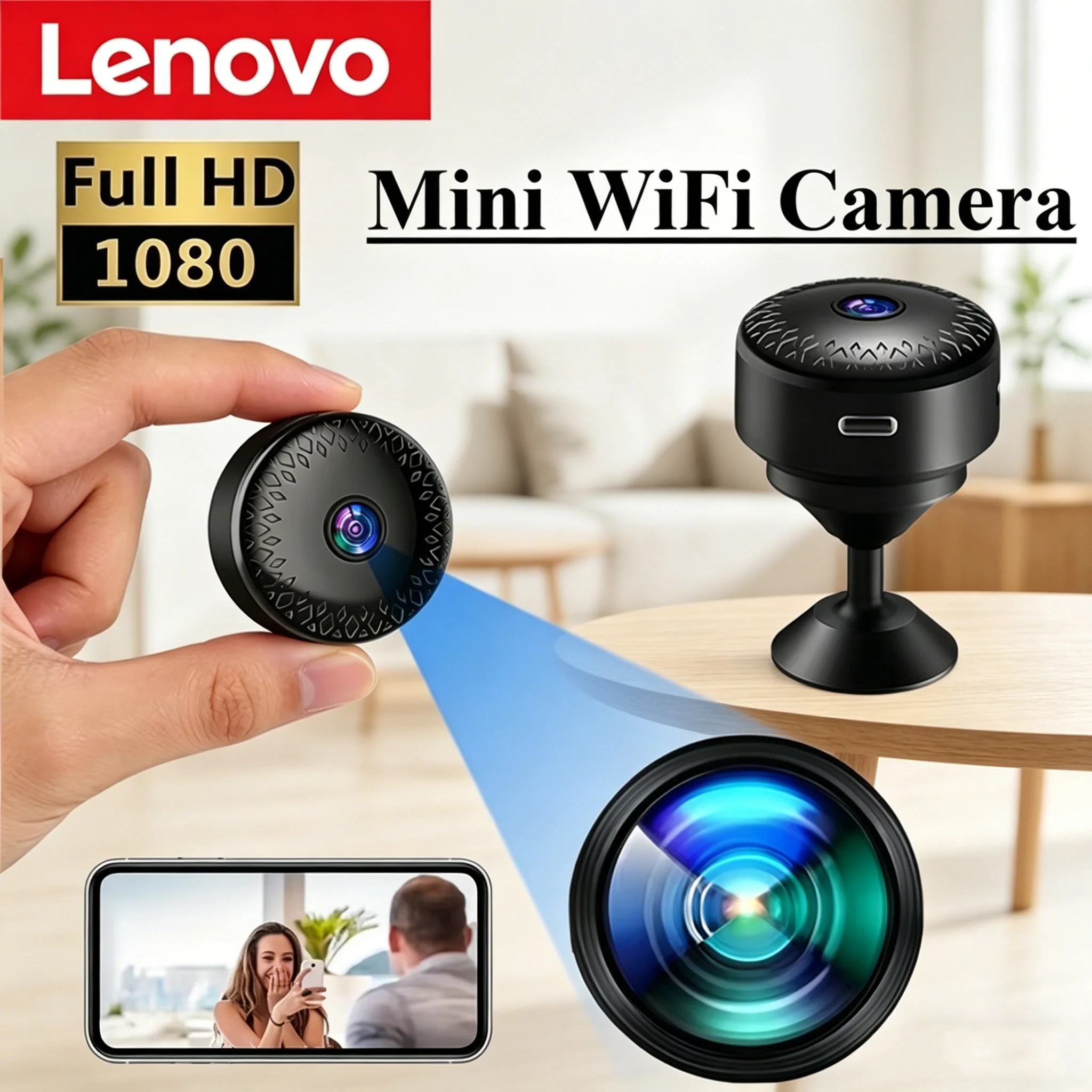 Lenovo 1080P Home Mini Camera Wi-Fi Wireless Remote Monitoring Camera for Pets and Children Smart 1005012140756777