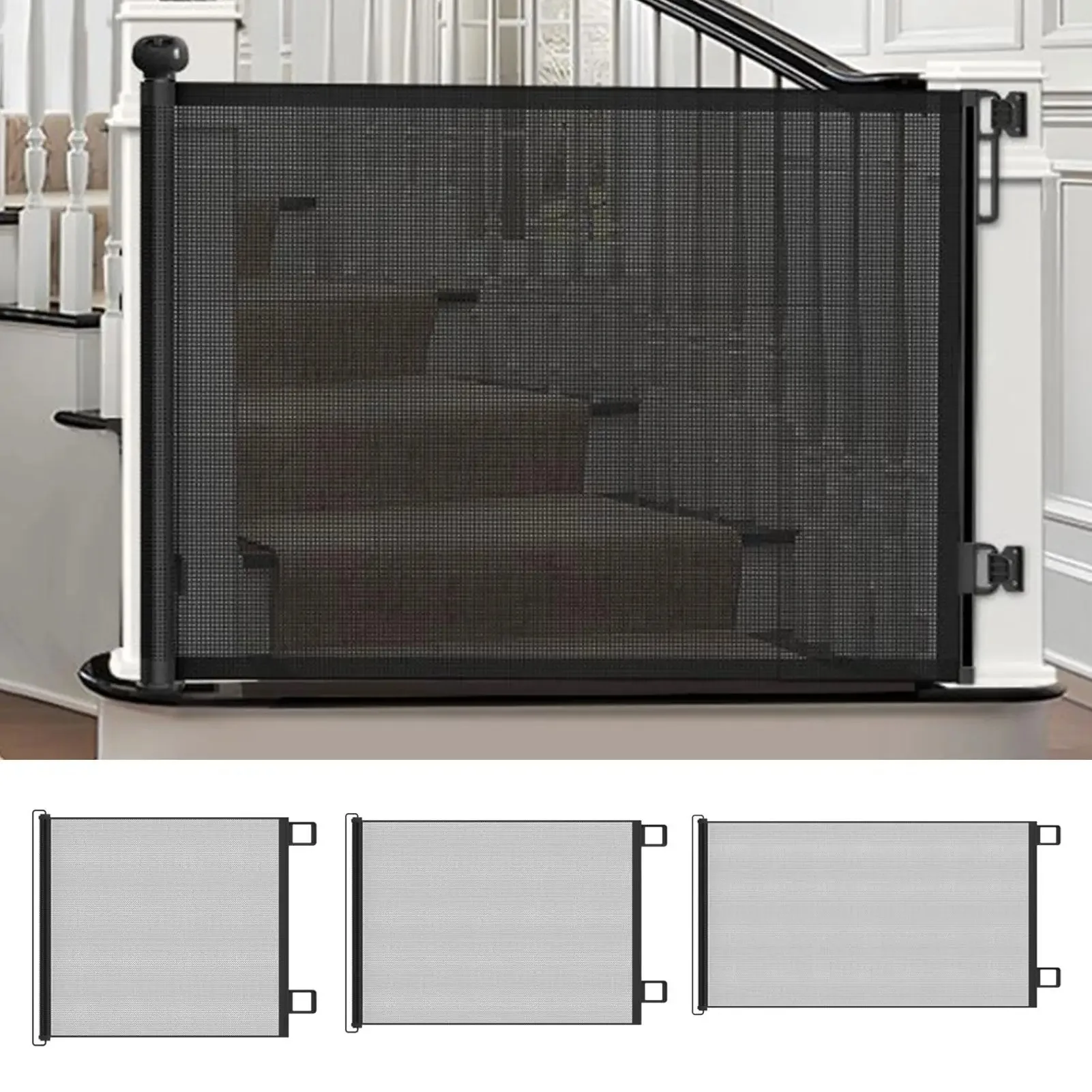 Retractable Pet Gate No Drill Safety Barrier for Cats Dogs Adjustable Mesh Door Guard for Home 1005012141998181