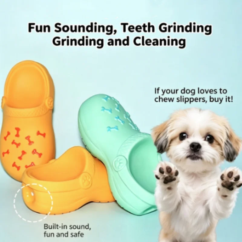 Indoor/Outdoor Dog Chew Toy Sound Latex Slippers Shape Teeth Cleaning Training Play for Small 1005012142592767