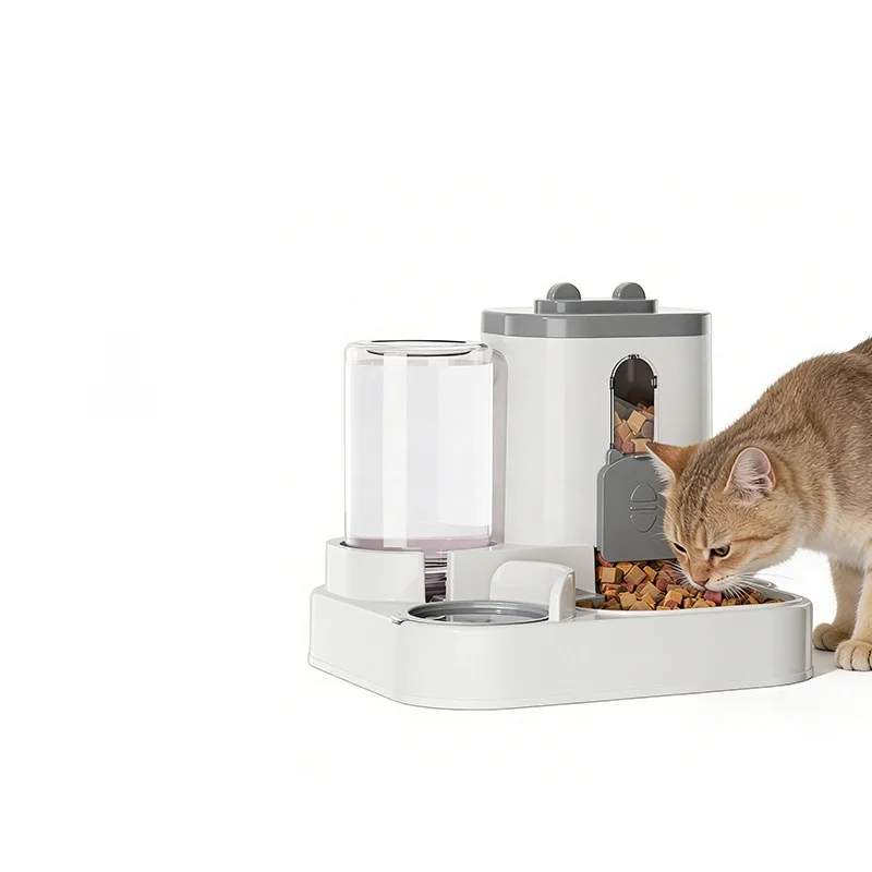 Large Capacity Pet Automatic Feeder Waterer in One Cat Bowl Dog Bowl Dual Use Non Electric No Wet 1005012142926821