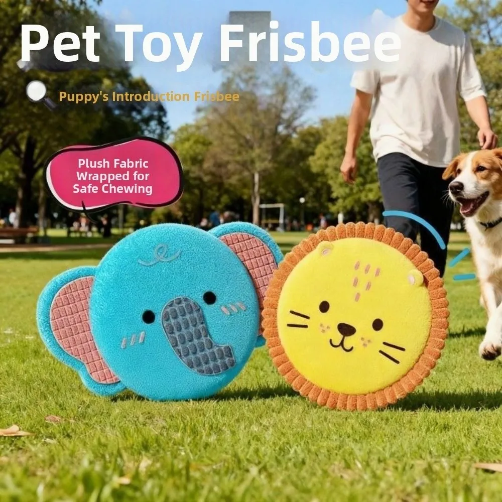 Soft Dog Plush Flying Disc Colorful Bite-Resistant Pet Squeak Toy Cartoon Teeth Grinding Pet Teeth 1005012146711001