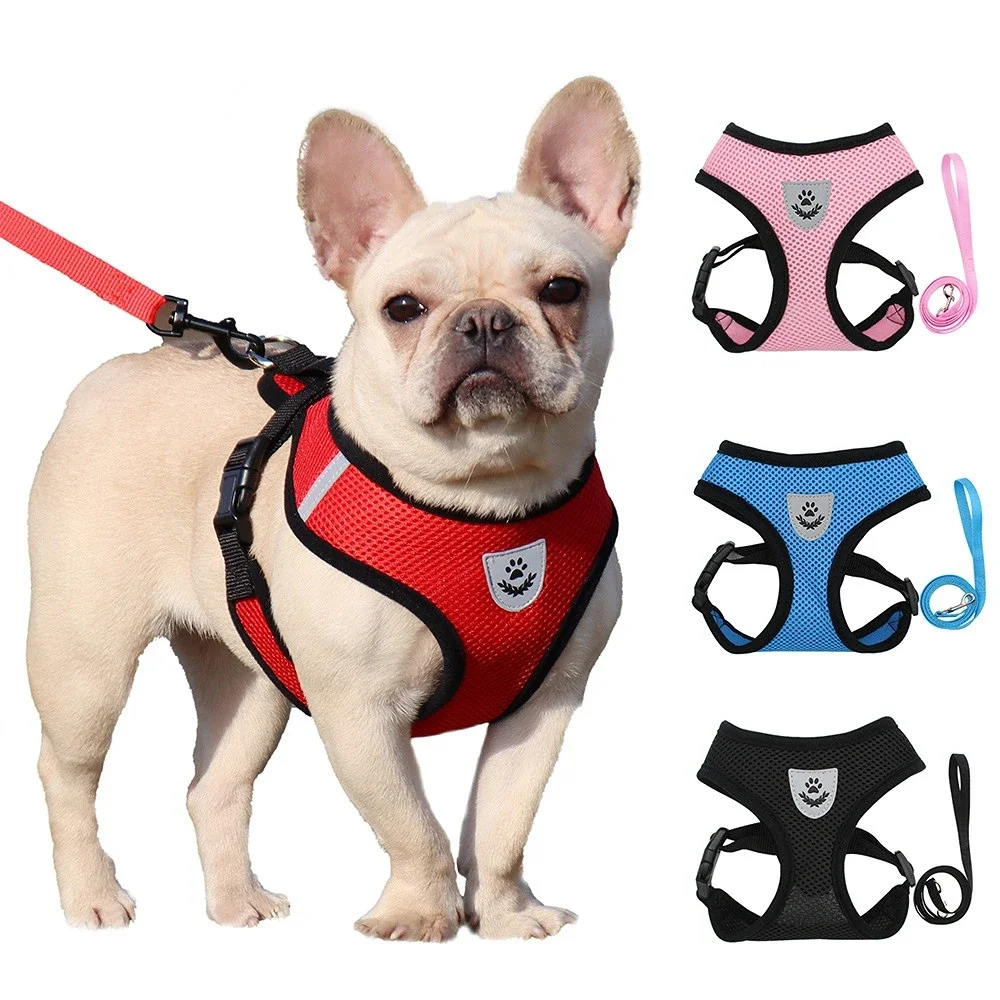 Summer Cat Dog Harness Lead Leash Adjustable Vest Polyester Mesh Breathable Harnesses Reflective 1005012146841790