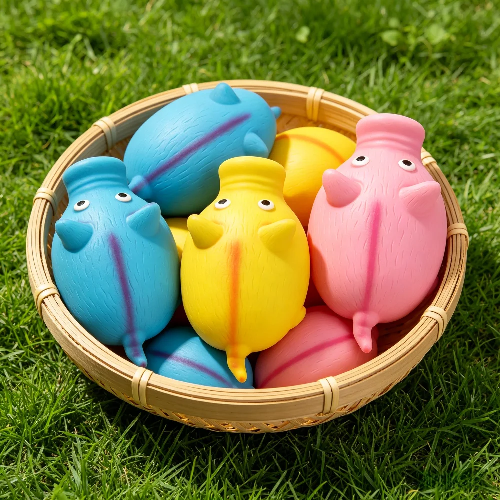 Squeaky Latex Round Pig Dog Toy: Chew-Resistant Stress Relief & Interactive Training Toy for Play 1005012148455044