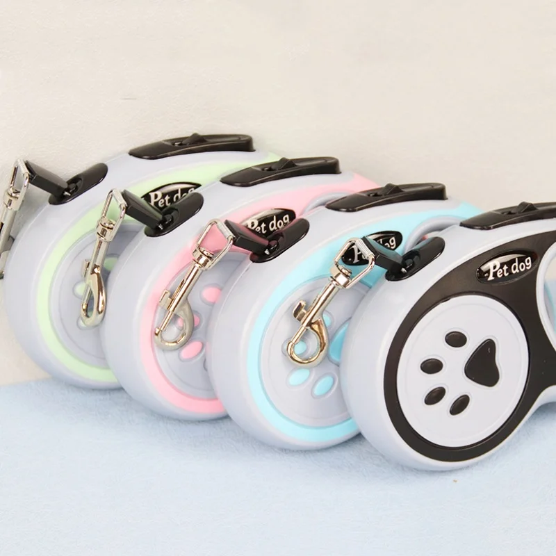 3/5M Retractable Dog Leash, Heavy Duty Nylon Tape, Tangle-Free, One-Hand Brake & Lock 1005012150443184