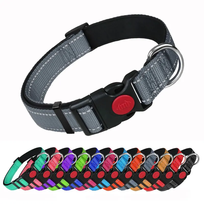 Adjustable Nylon Dog Collar Reflective Pet Traction Collar Quick Release Buckle with Safety Lock 1005012151827613