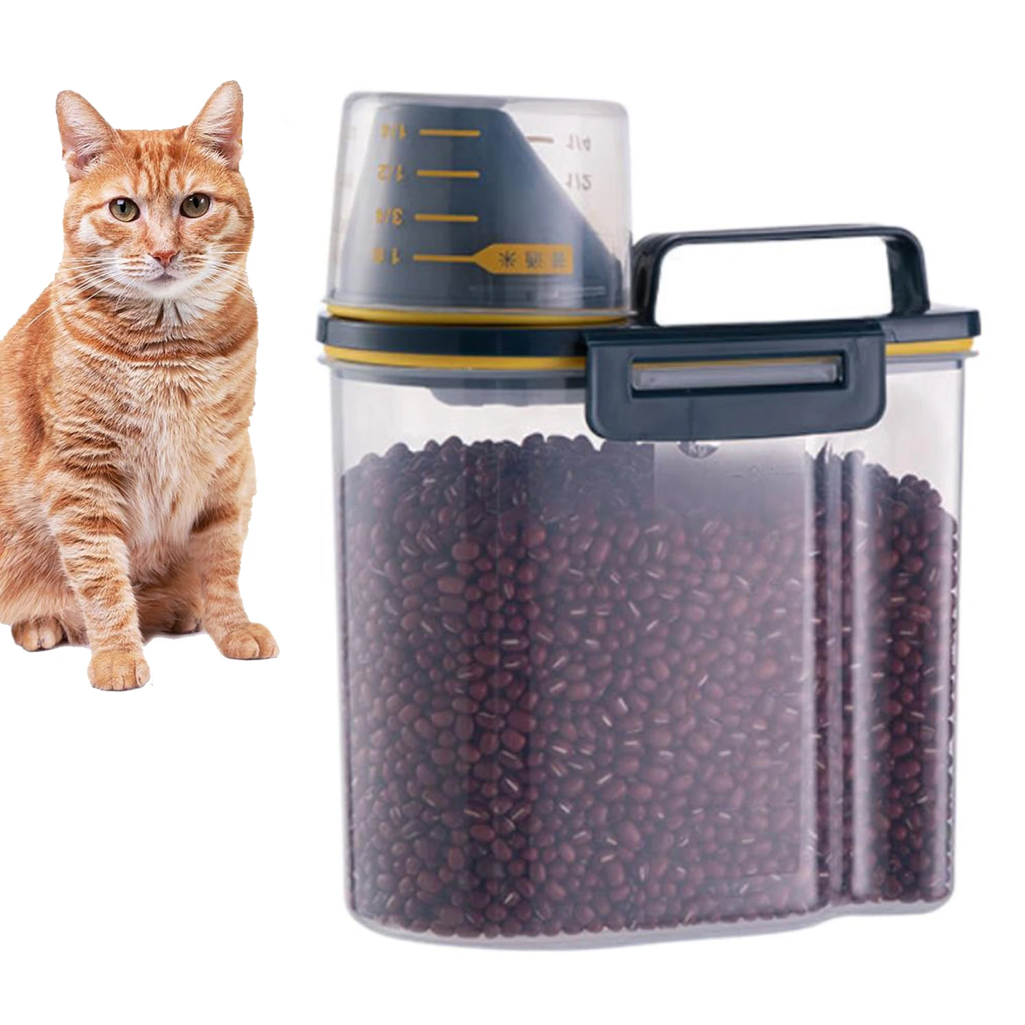 Portable Large Dog Cat Food Storage Container Measuring Pail Plastic Tank with Moisture-Proof 1005012152041132