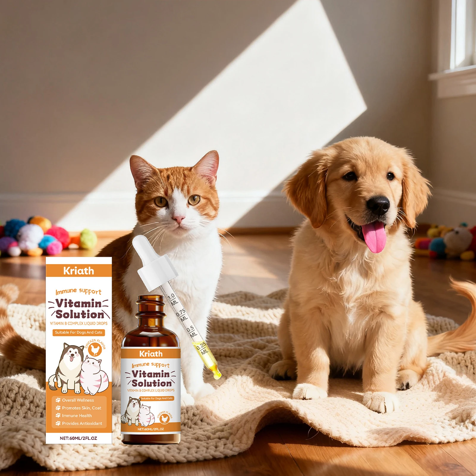 60ml Vitamins B Complex For Dogs Cats Immune Support Pet Body Care Drop Natural Grooming Drops For 1005012152042244