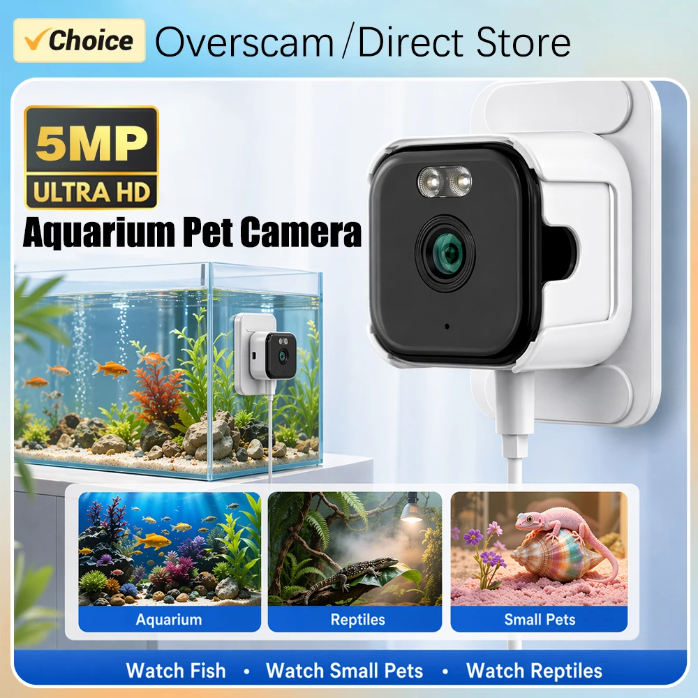 Mini 5MP Fish Tank Pet Window Camera WiFi Remote Monitoring Full Color Night Vision Two-Way Audio 1005012152460535
