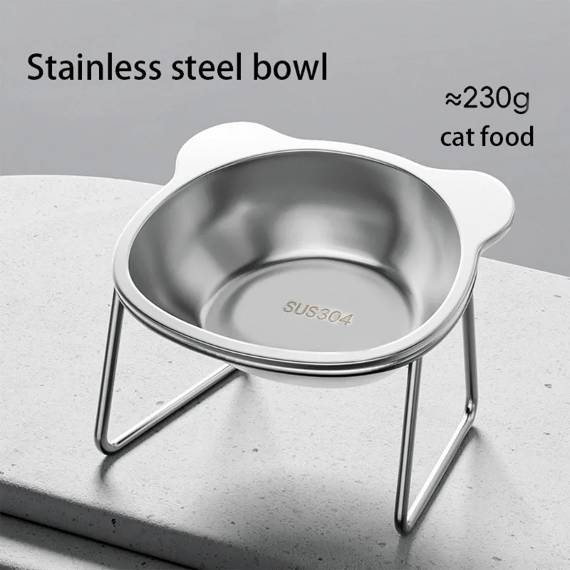 Indoor Stainless Steel Elevated Cat Bowls for Small Dogs 5.9" Raised Cat Bowl for Food Water 15 1005012153498799