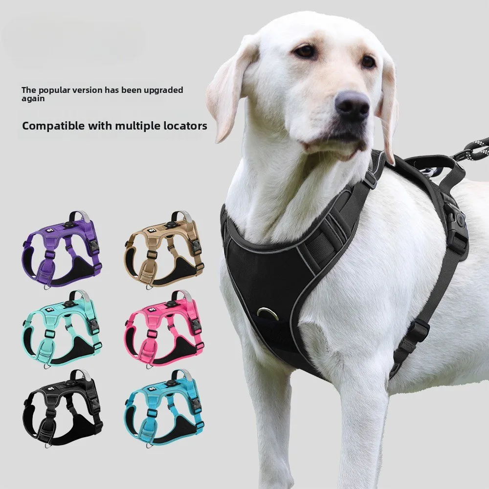 Dog harness compatible with airtag gps tracker, outdoor training 1005012154140279