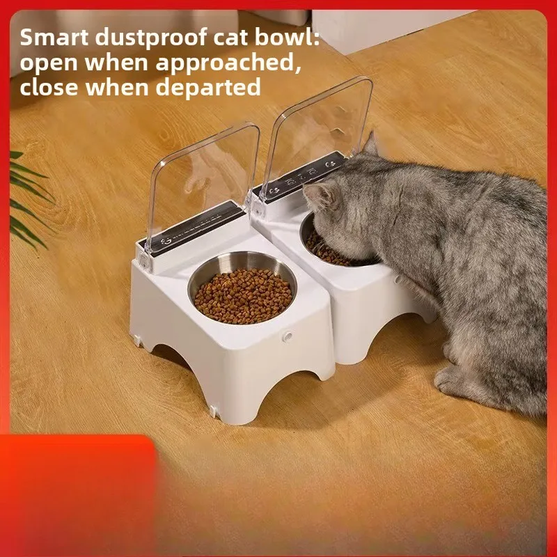 Automatic Open Lid Pet Bowl Anti Dust Cat Dog Feeder Basin Food Water Bowl Feeding Utensils for 1005012154873479