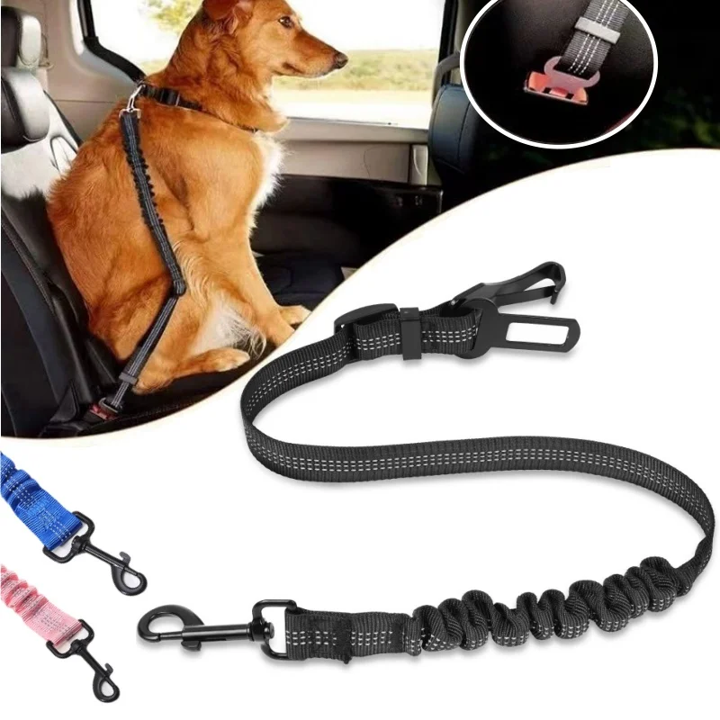 Adjustable Dog Car Seat Belt Harness for Dogs Nylon Reflective Cushioning Elasticity Car Travel Dog 1005012155365967
