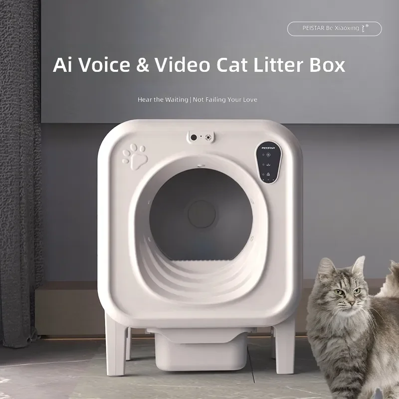 Smart Cat Litter Box with AI Voice Interaction Video Monitoring One-Touch Self-Cleaning Odor 1005012156188726