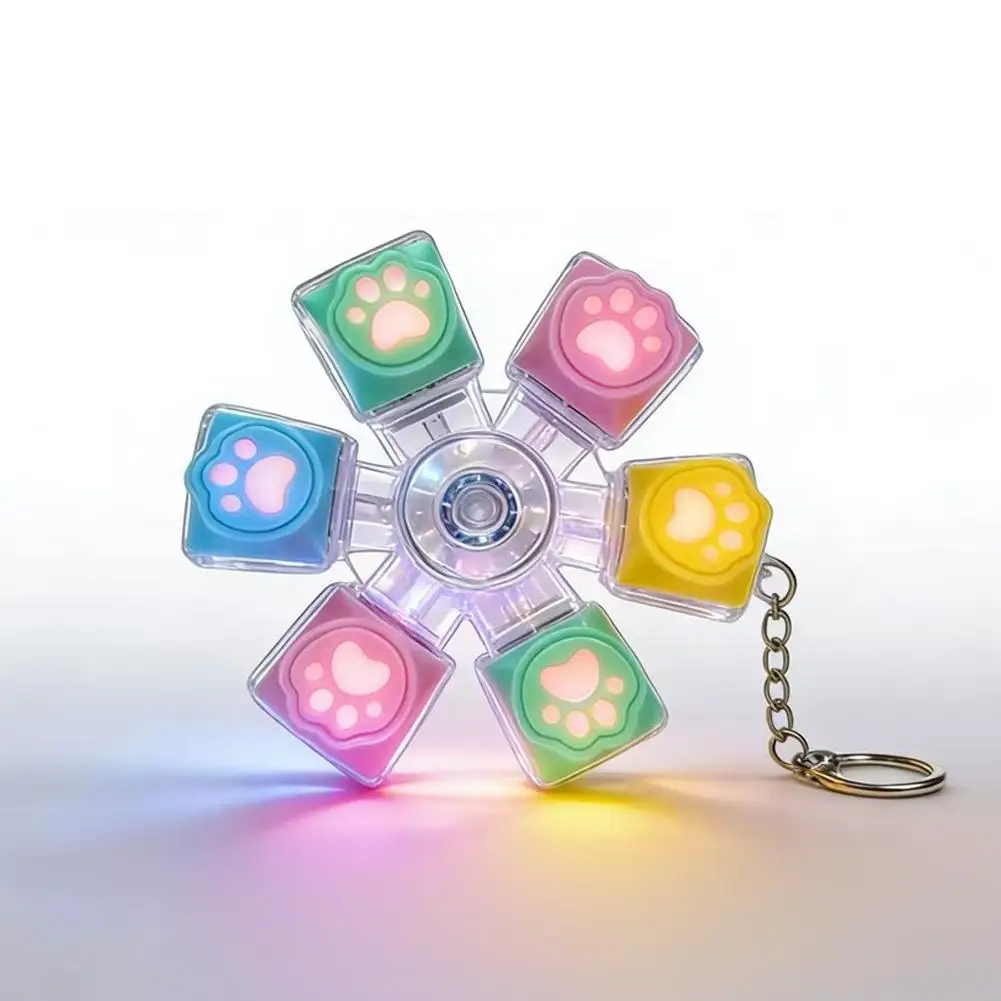 Cat Paw Clicker Keychain Funny Spinner Stress Relief Fidget Toy Keyboard-Style Button for Anxiety 1005012156989321