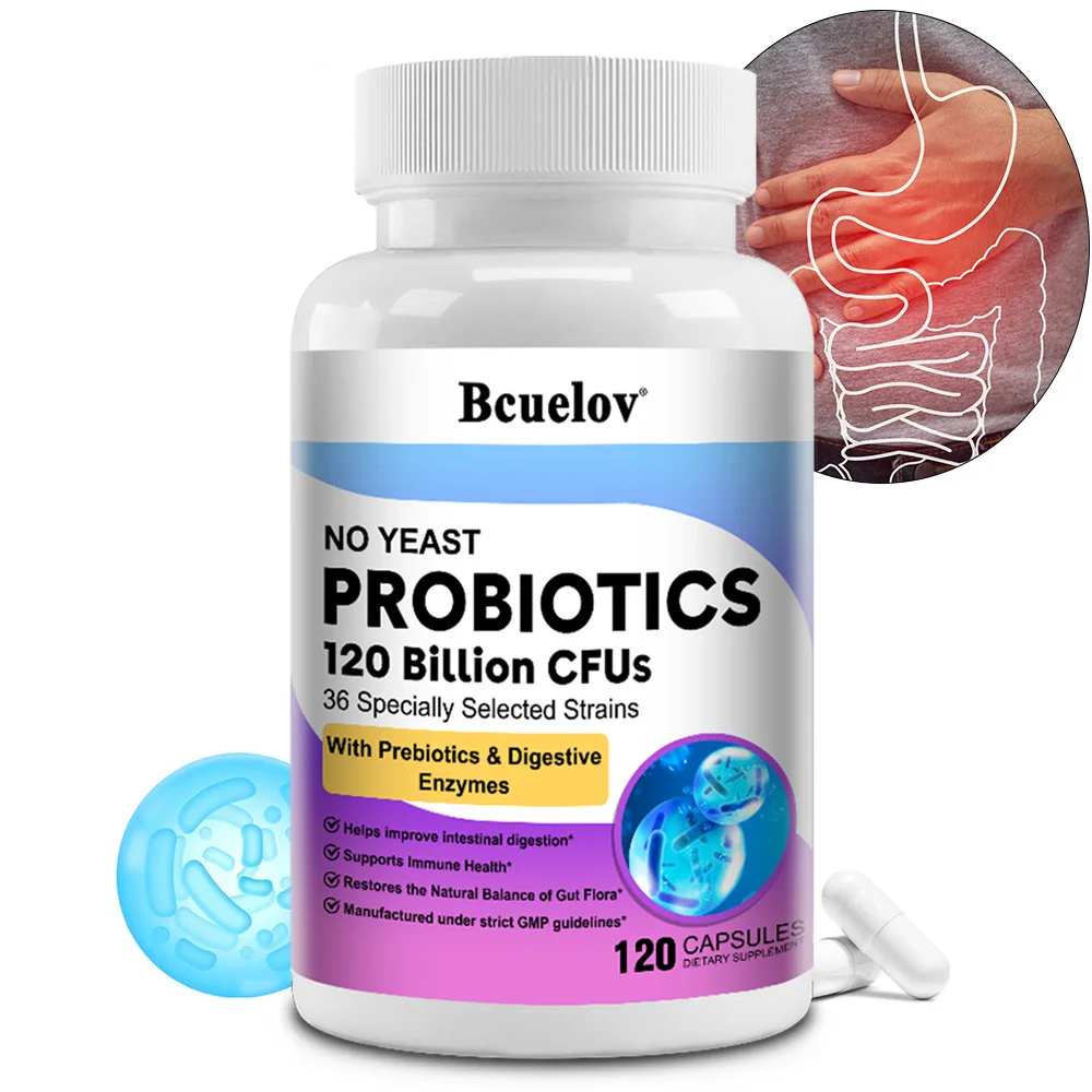 Probiotics 120 Billion CFU, 36 Strains + Prebiotics + Digestive Enzymes 1005012157583136