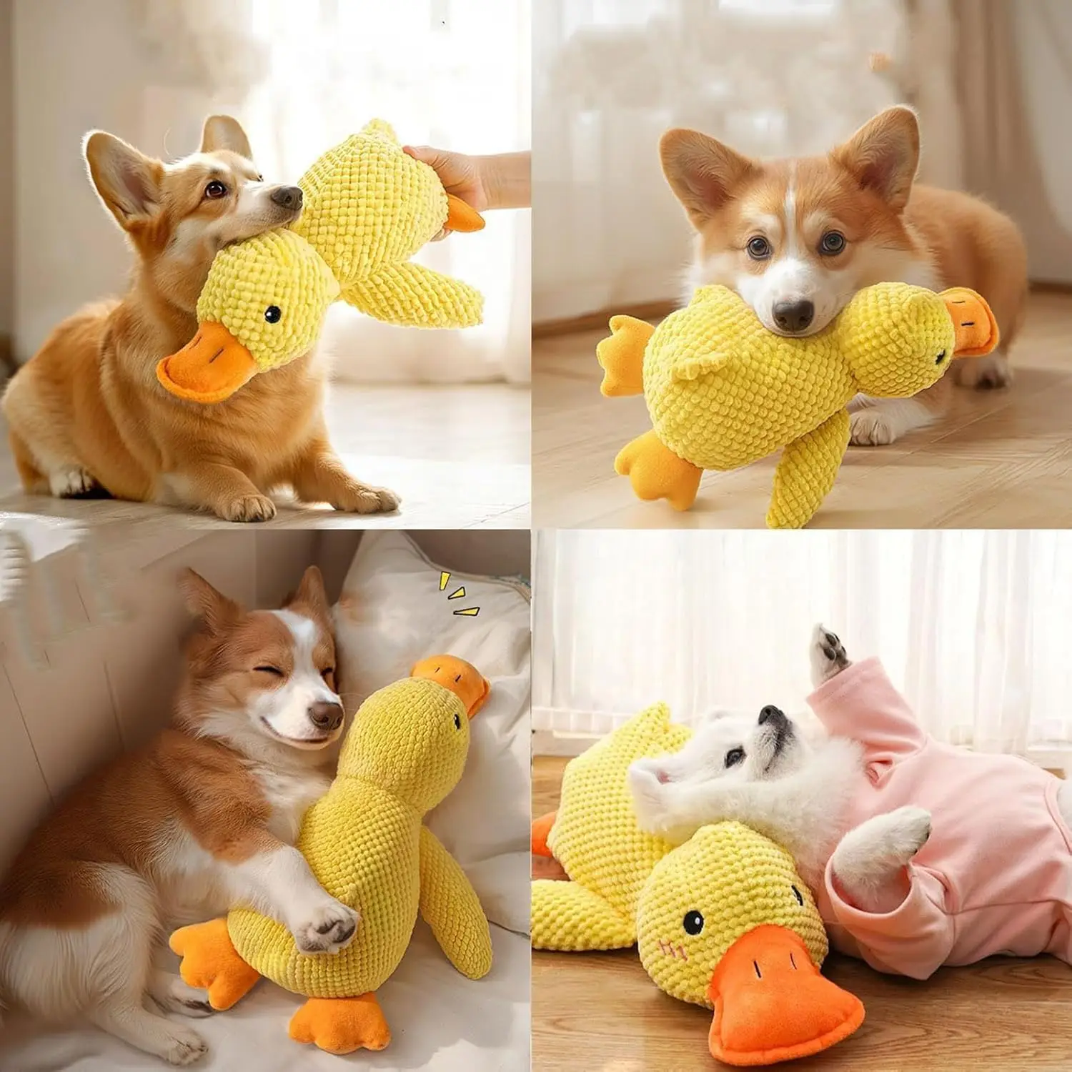 Duck dog toy plush chew resistant durable dog toy with quacking sound teeth grinding relief soft 1005012157902985