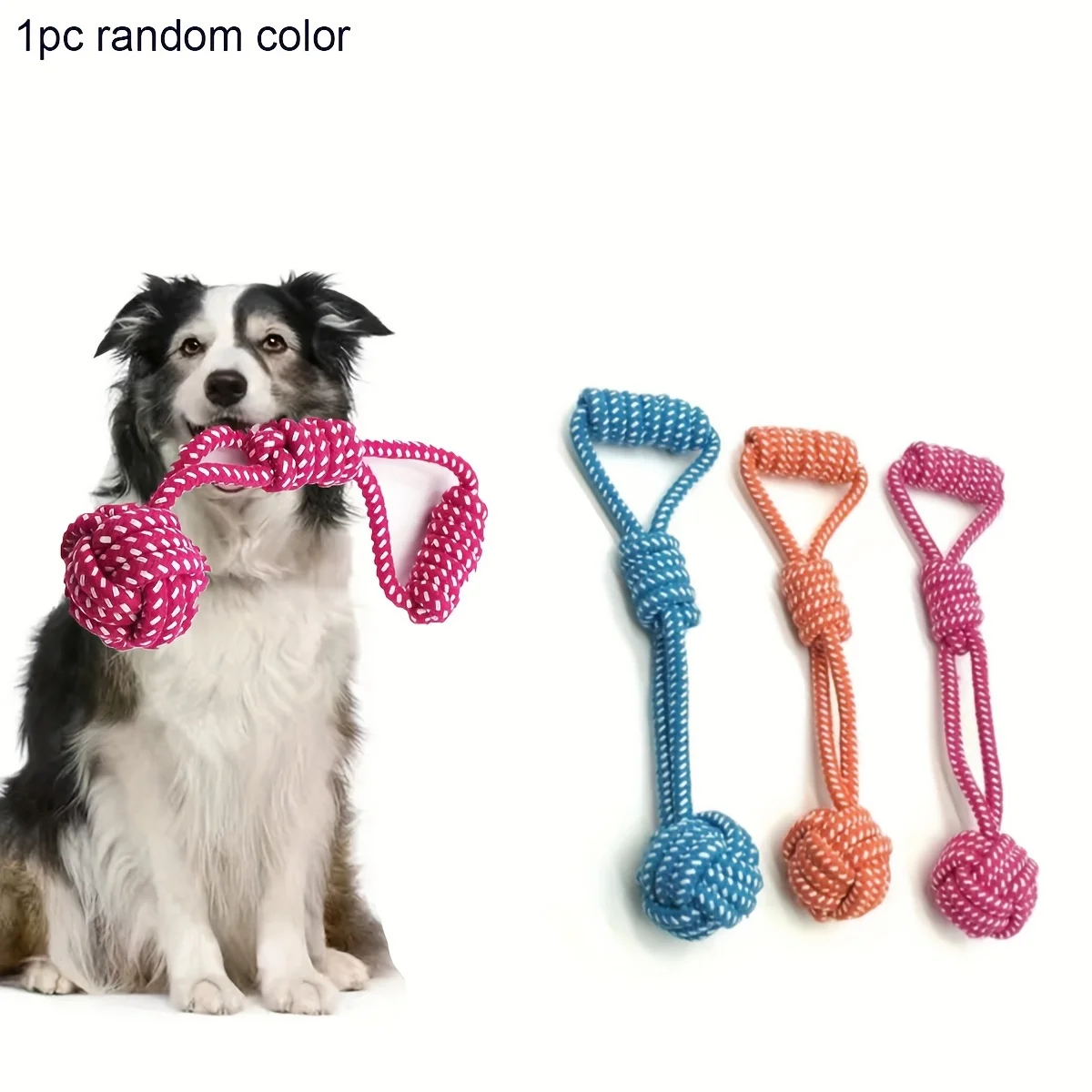 1pc Durable Dog Rope Toy with Ball - All-Breed Chew and Tug Plaything Random Color Selection 1005012159175463