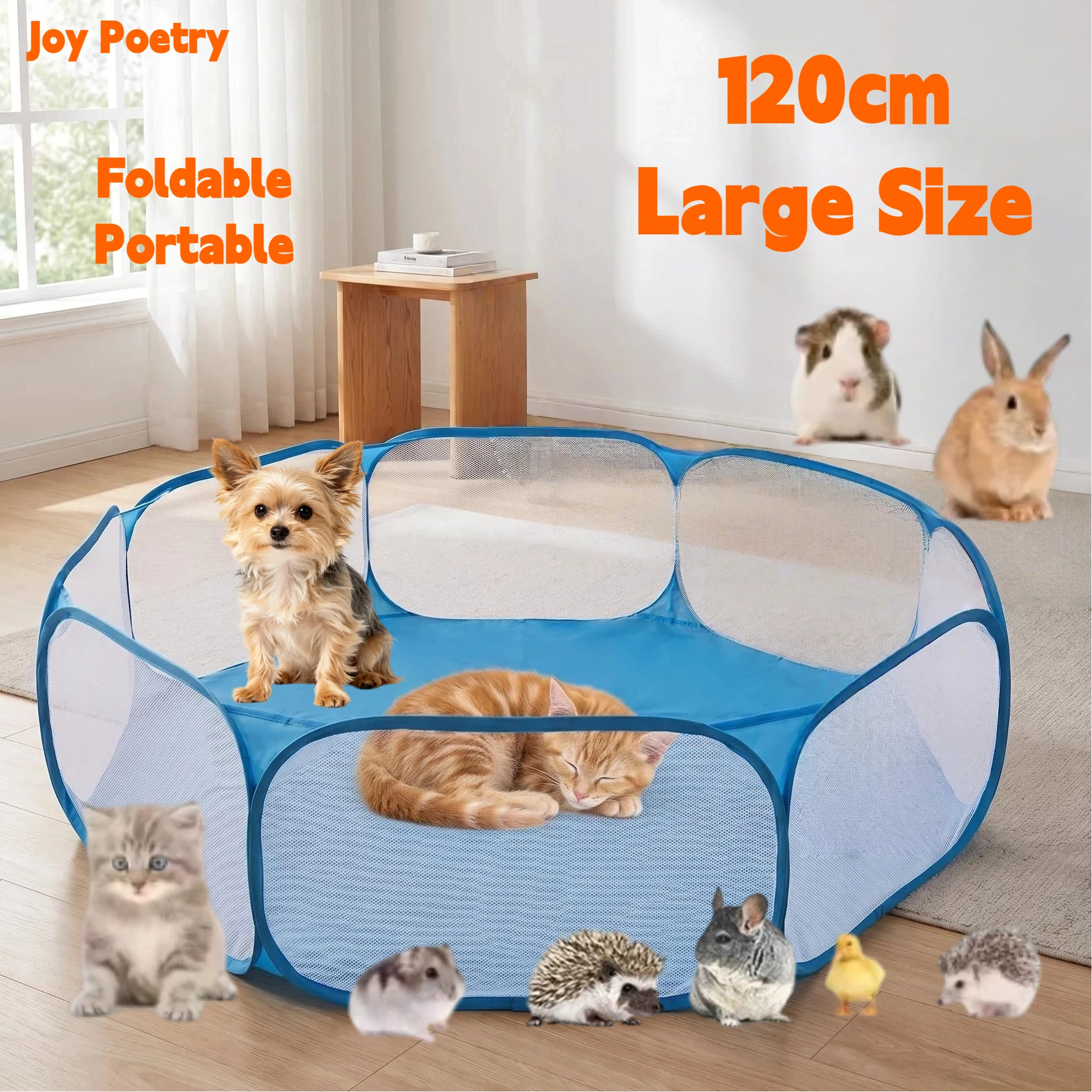 120cm Hexagon Small Pet Cage Portable Foldable Cat Dog Hamster Rabbit Guinea Pig Pet Playpen Open 1005012159588873