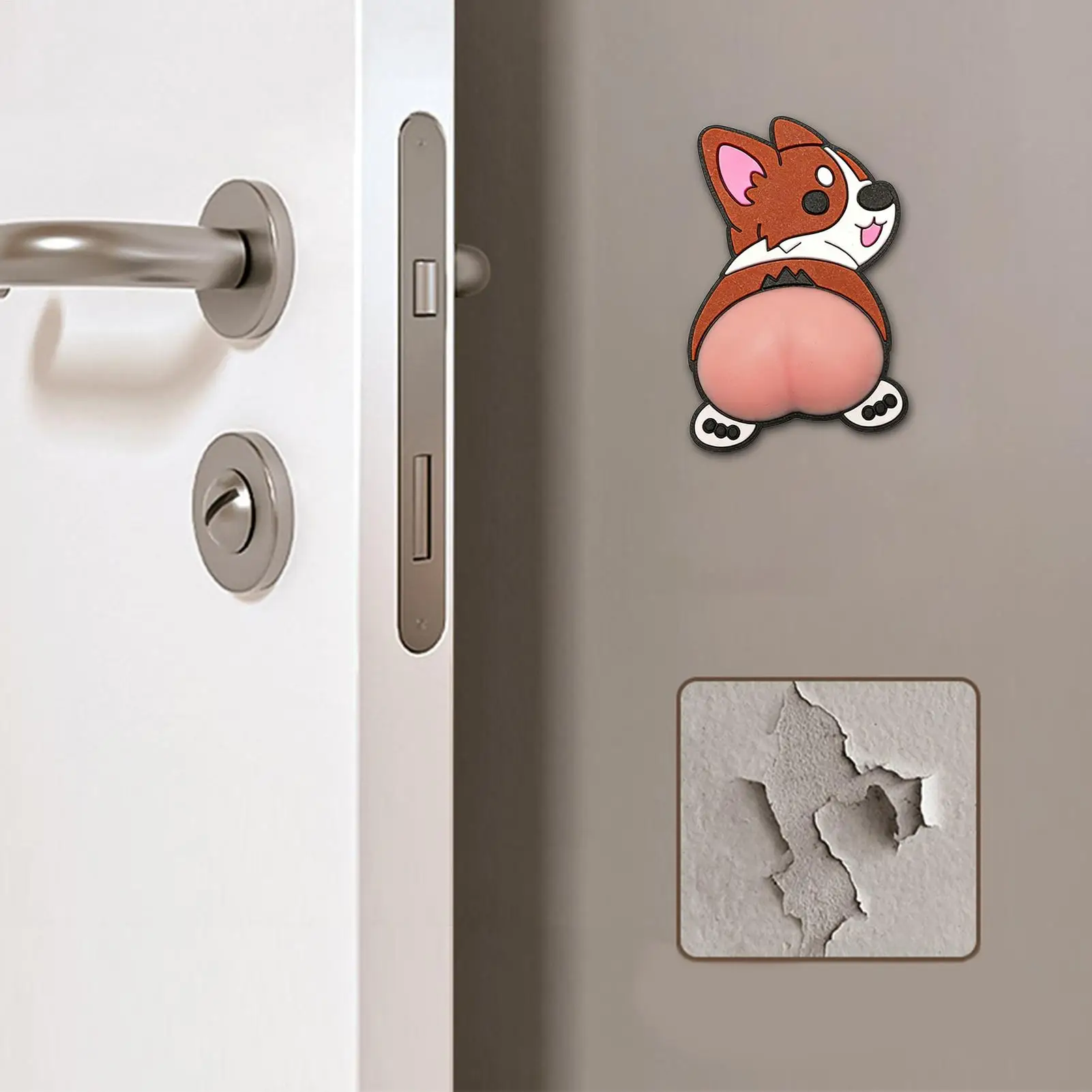 Door Knob Wall Protector 3D Self Adhesive Anti-collision Silicone Cute Dog Pad Door Wall Protector 1005012161049440