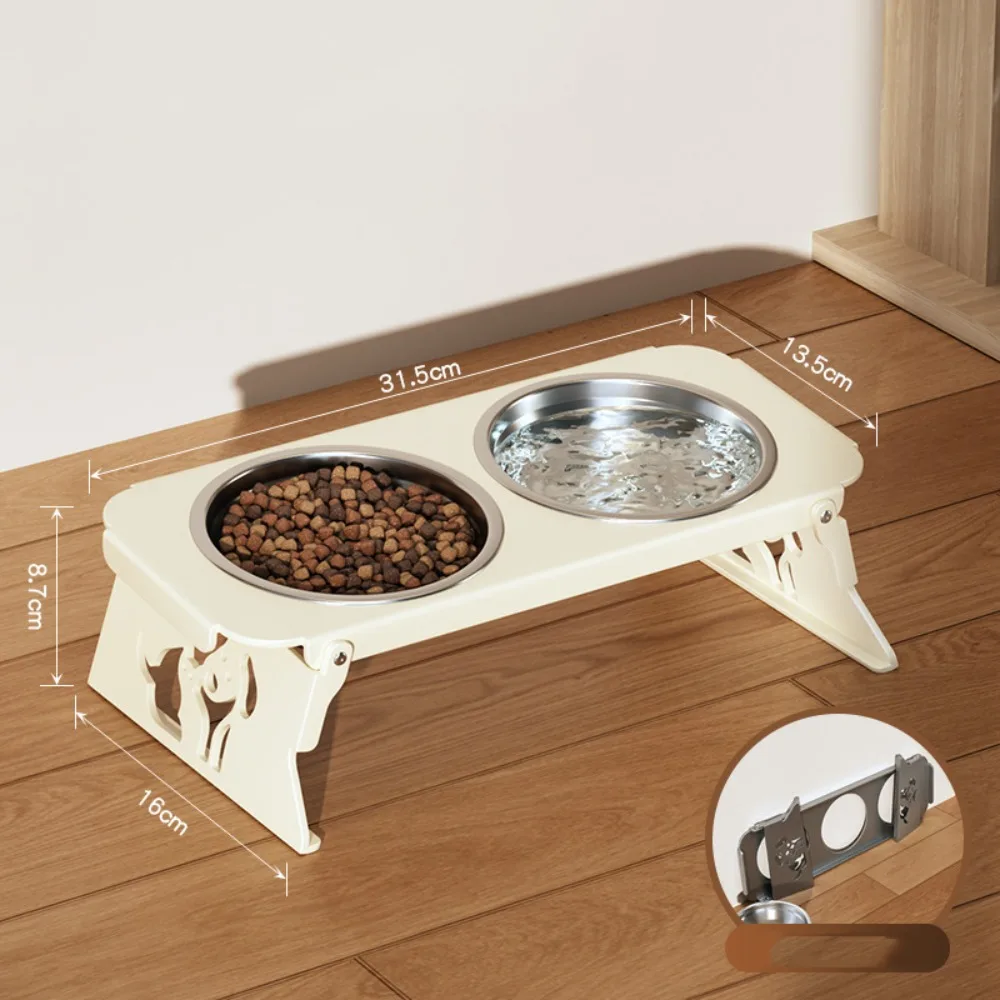 Cat Basin Foldable Raised Pet Feeder Removable Anti-Flip Dog Double Bowl Non-Slip Water Food Bowl 1005012163039446