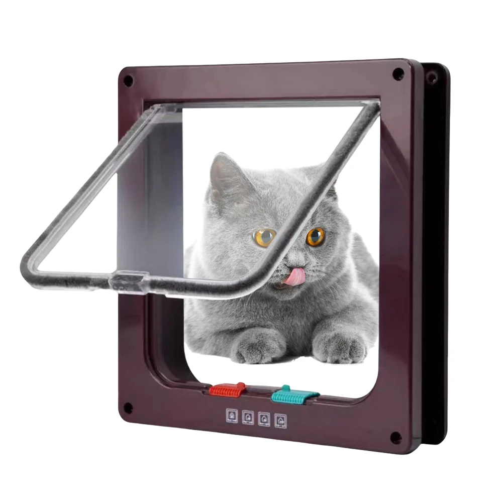 Puppy Kitten Safety In&out Pet Door with 4 Way Lock ABS Plastic Small Pet Gate Dog Cat Kitten Flap 1005012167245989