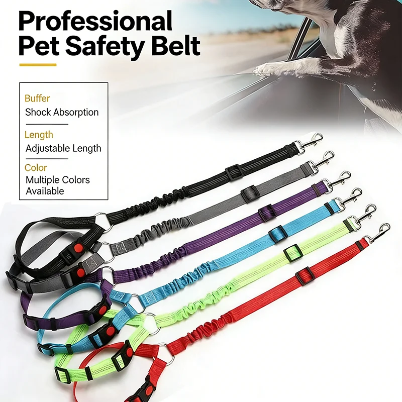 Pet Dog Cat Car Seat Belt Retractable Elastic Reflective Leash Adjustable Travel Restraint Rope 1005012167250388