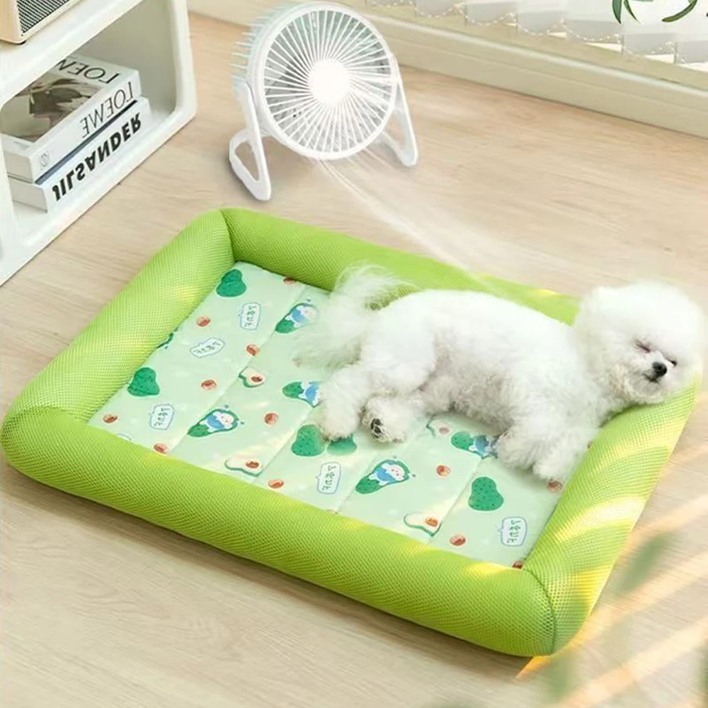Summer Breathable Small Dog Bed with Soft Cat Blanket Sofa Sleeping Cooling Pad Square Mat 1005012169598370