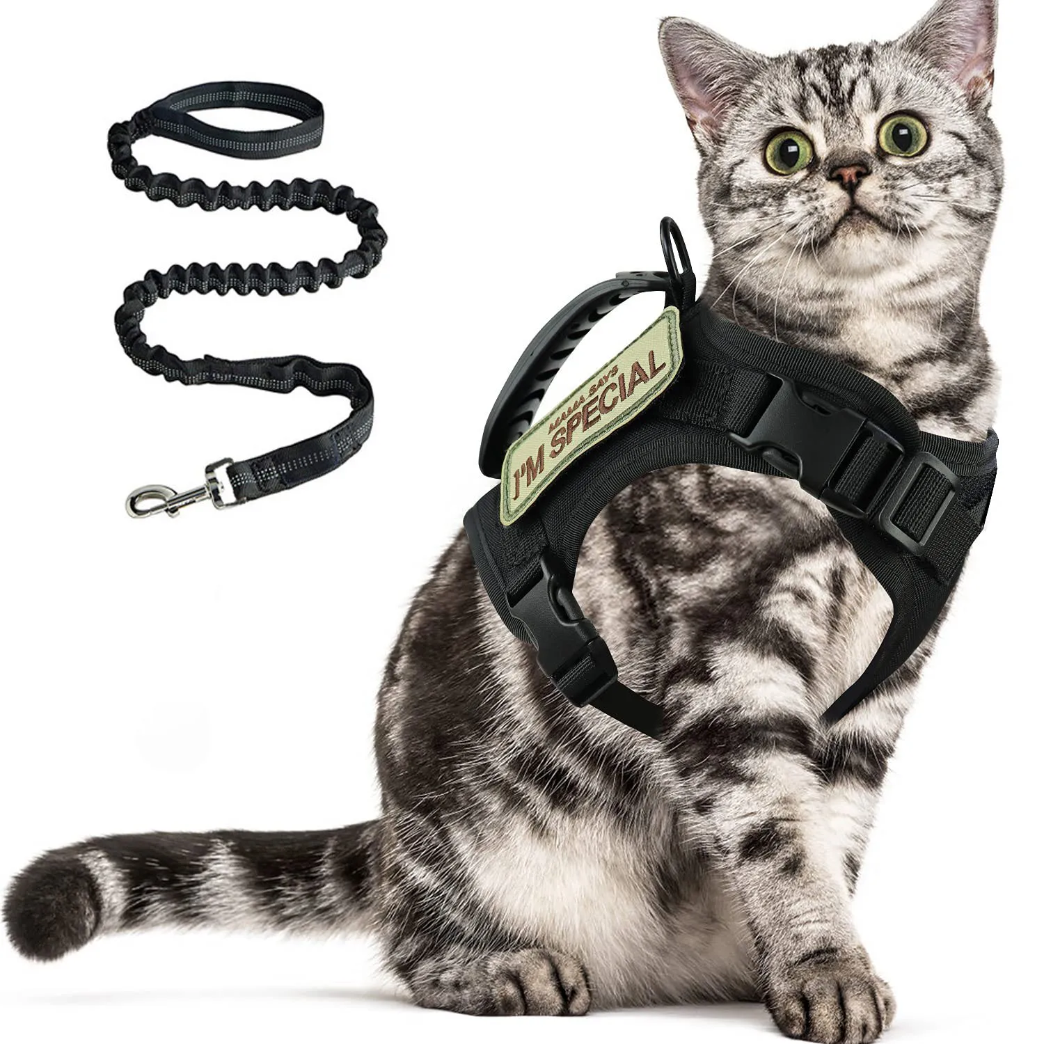 Tactical Cat Harness for Walking Escape Proof Adjustable Pet Vest Harness Soft Mesh with Control 1005012172126386