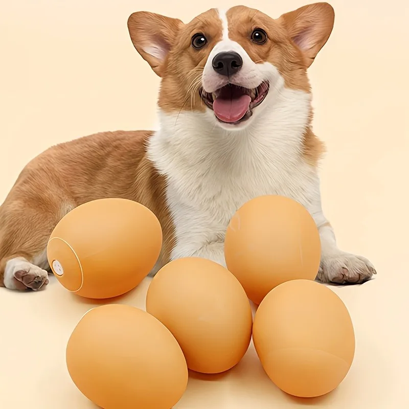 Squeaky Egg Pet Chew Toys, Thermoplastic Rubber Interactive Balls (4Pcs) 1005012172551022