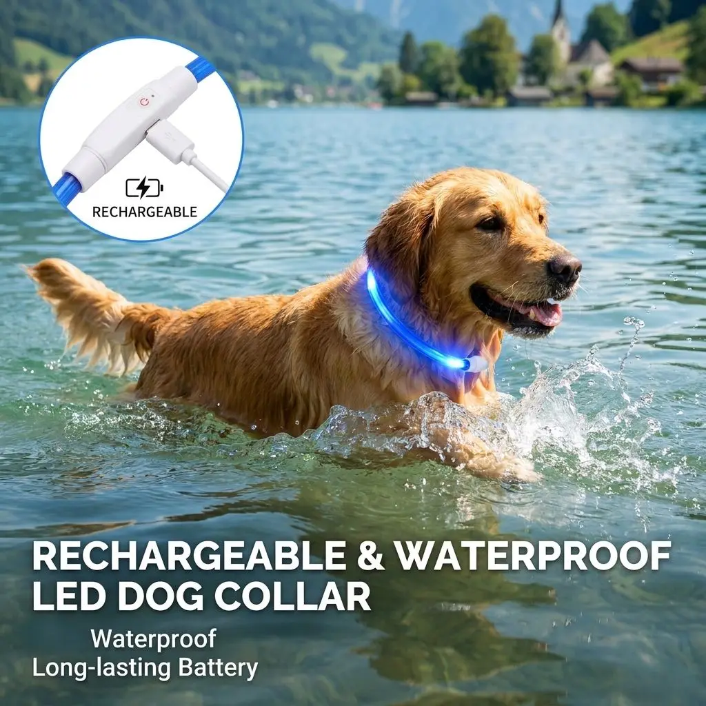 Rechargeable Led Dog Collar Adjustable Glowing All Size Dogs Cat Night Light Collar Pet 1005012173247148
