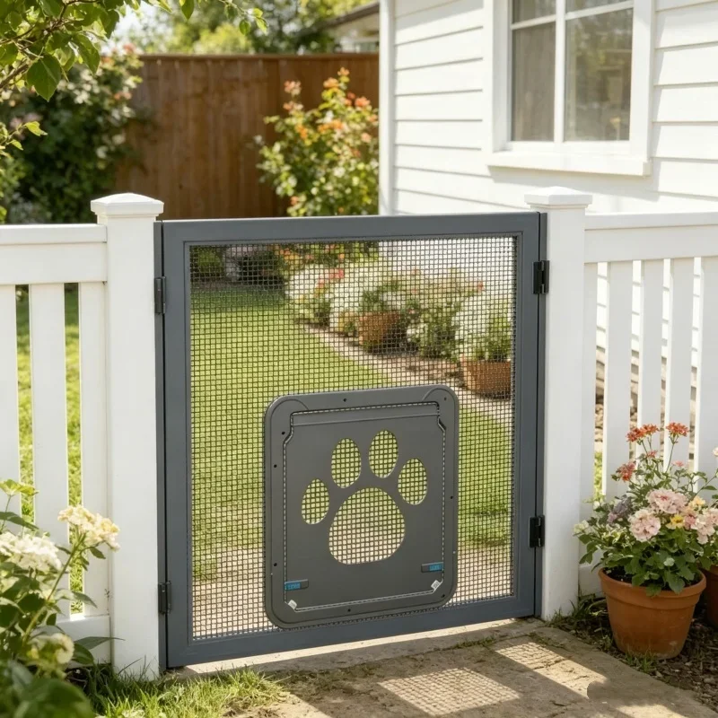 Lockable Pet Security Mesh Gate Durable ABS Plastic Flap Door Portable Easy Installation Access 1005012178451595
