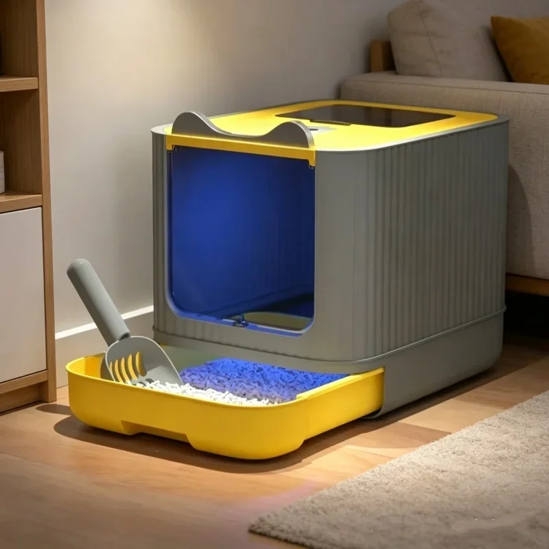 UV Sterilized Totally Closed Cat Litter Box with Drawer Jumbo Pan Large Capacity Odor Removal Cat 1005012178489491