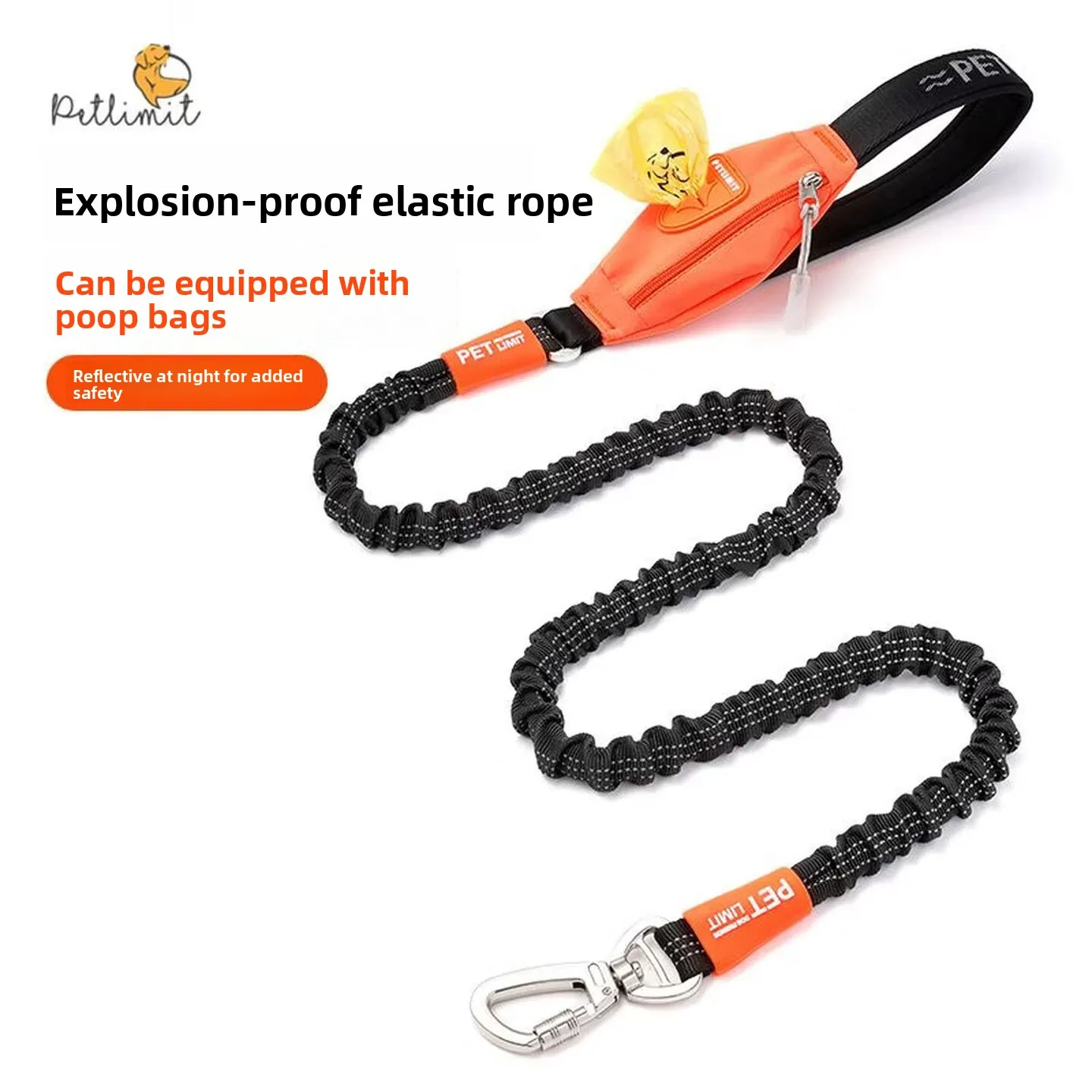Petlimit Retractable Dog Leash Heavy Duty Bungee Cord, for Medium Large Dogs 1005012179622924